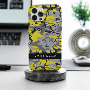 Gelb und Grau Camouflage Ihr Name personalisieren iPhone 15 Pro Max Hülle