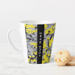Gelb und Grau Camouflage Ihr Name personalisieren Milchtasse