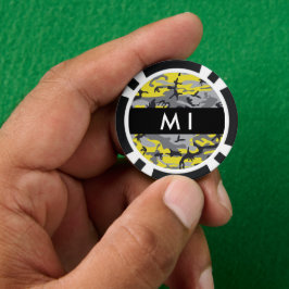 Gelb und Grau Camouflage Ihr Name personalisieren Pokerchips