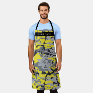 Gelb und Grau Camouflage Ihr Name personalisieren Schürze