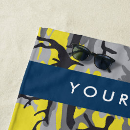 Gelb und Grau Camouflage Ihr Name personalisieren Strandtuch