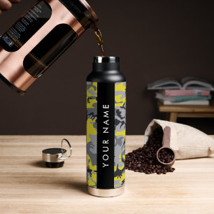 Gelb und Grau Camouflage Ihr Name personalisieren Trinkflasche