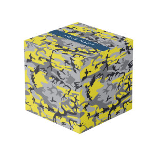 Gelb und Grau Camouflage Ihr Name personalisieren Würfel