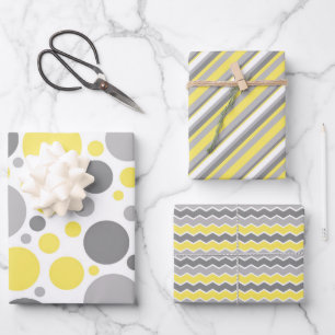 Gelb und Grau Geschenkpapier Set