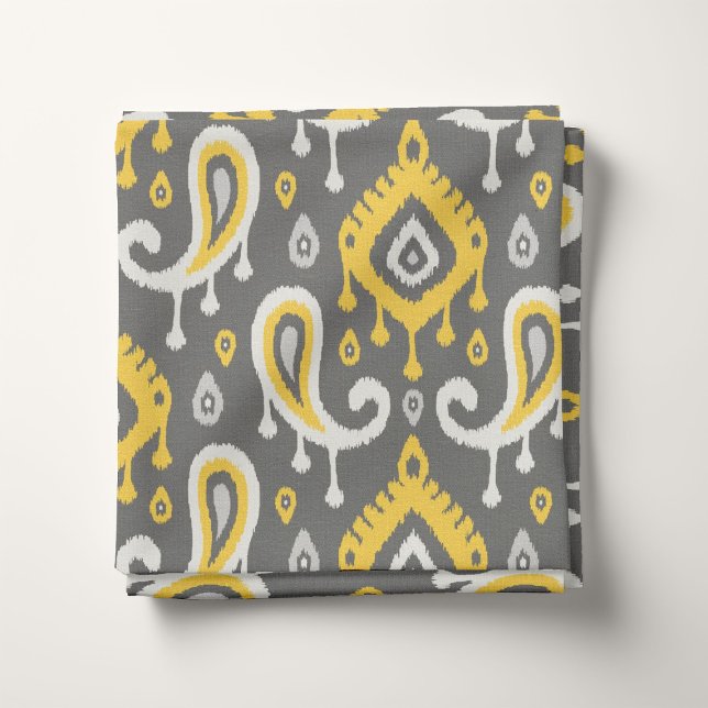 Gelb und Grau Ikat Paisley Stoff (Von Creator hochgeladen)
