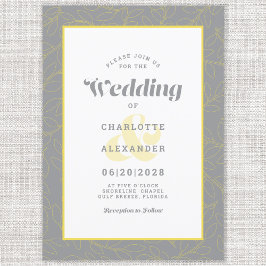 Gelb und Grau | Moderne Abstrakte Blätter Muster Einladung