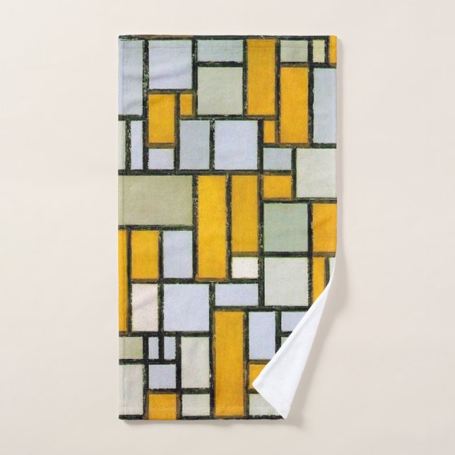 Gelb und Grau, Mondrian Handtuch (Handtuch)