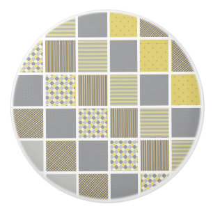 Gelb und Grau-Quilt-Muster Keramikknauf