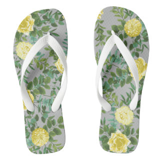 Gelb und grau Vintag Elegante Blumenhochzeit Flip Flops