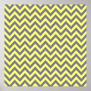 Gelb und Grau Zigzag Poster
