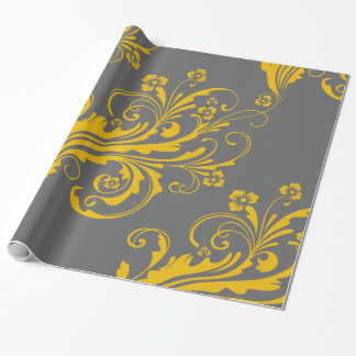 Gelb und Grauer Blumenzauber Geschenkpapier