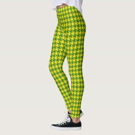 Gelb und Green Pied De Poule Houndstooth Leggings