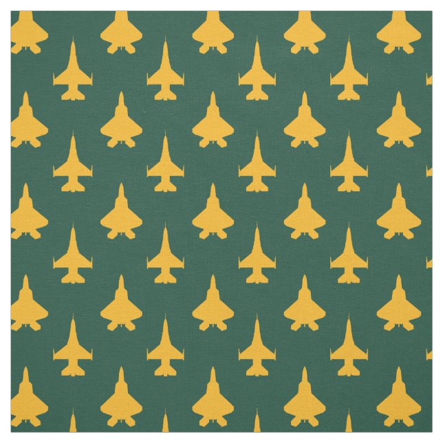 Gelb und grün F-16 und F-22 Kampfflugzeug-Muster Stoff (Muster)