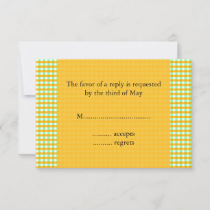 Gelb und Grün-Gingham-Muster RSVP Karte