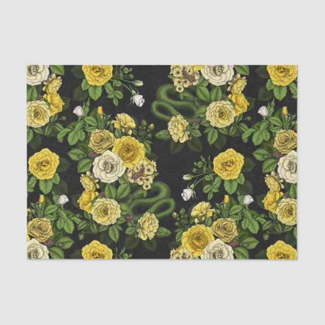 Gelb und grün versteckt in den Rose Seidenpapier (Vorderseite)