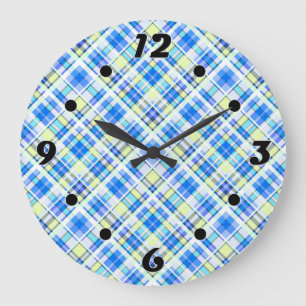 Gelb und hellblau große wanduhr