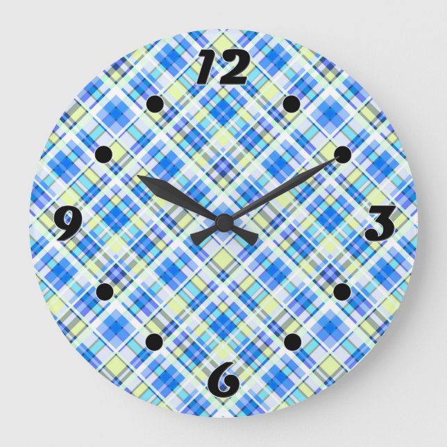 Gelb und hellblau große wanduhr (Vorderseite)