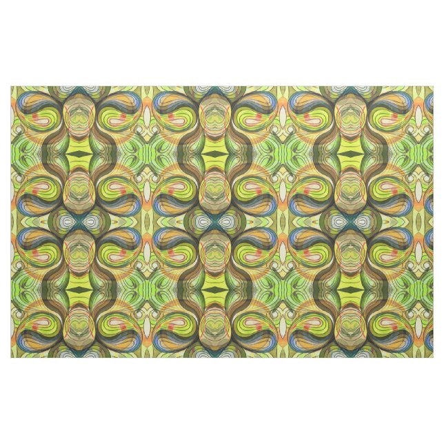 Gelb und Herbstbraun mit schwarzen Linien Stoff (Fat Quarter (45,7 x 55,9 cm))
