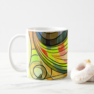 Gelb und herbstlich braune Doodle mit schwarzen Li Kaffeetasse