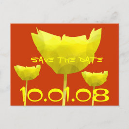 Gelb und Korallen Save the Date Mohn Ankündigungspostkarte
