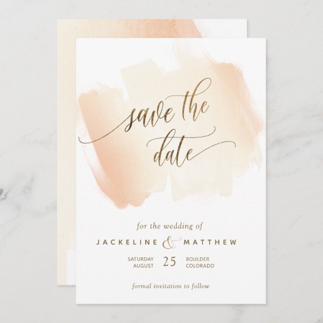 Gelb- und Korallenbürsten, minimale Hochzeiten Save The Date (Vorne/Hinten)