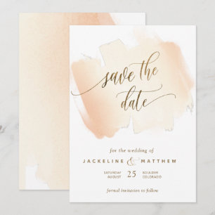 Gelb- und Korallenbürsten, minimale Hochzeiten Save The Date