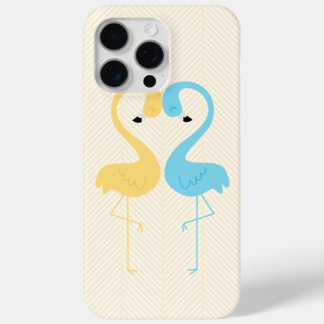 Gelb und leicht blauer Flamingos Case-Mate iPhone Hülle (Rückseite)
