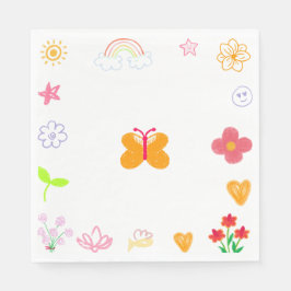 Gelb und Lila Kindergeburtstag Party Napkins Serviette