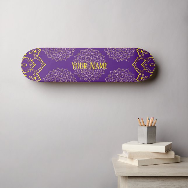 Gelb und Lila Mandala-Skateboard Skateboard (Wandkunst (Horz))