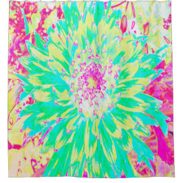 Gelb und Magenta Dekorative Dahlia Blume Duschvorhang