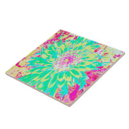 Gelb und Magenta Dekorative Dahlia Blume Fliese