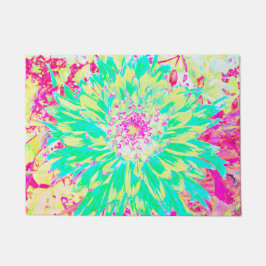 Gelb und Magenta Dekorative Dahlia Blume Fußmatte
