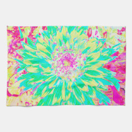Gelb und Magenta Dekorative Dahlia Blume Geschirrtuch