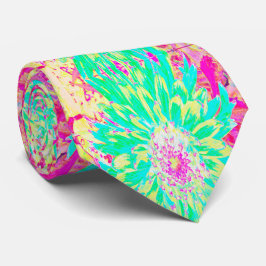 Gelb und Magenta Dekorative Dahlia Blume Krawatte