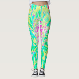 Gelb und Magenta Dekorative Dahlia Blume Leggings