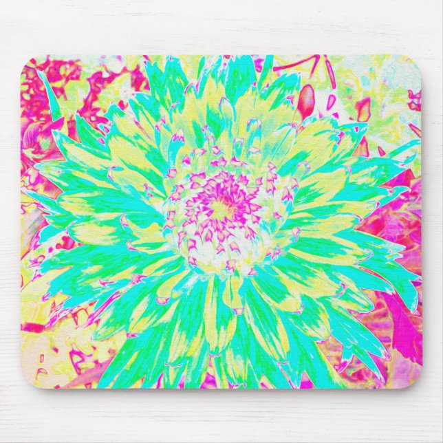 Gelb und Magenta Dekorative Dahlia Blume Mousepad (Vorne)