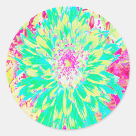 Gelb und Magenta Dekorative Dahlia Blume Runder Aufkleber