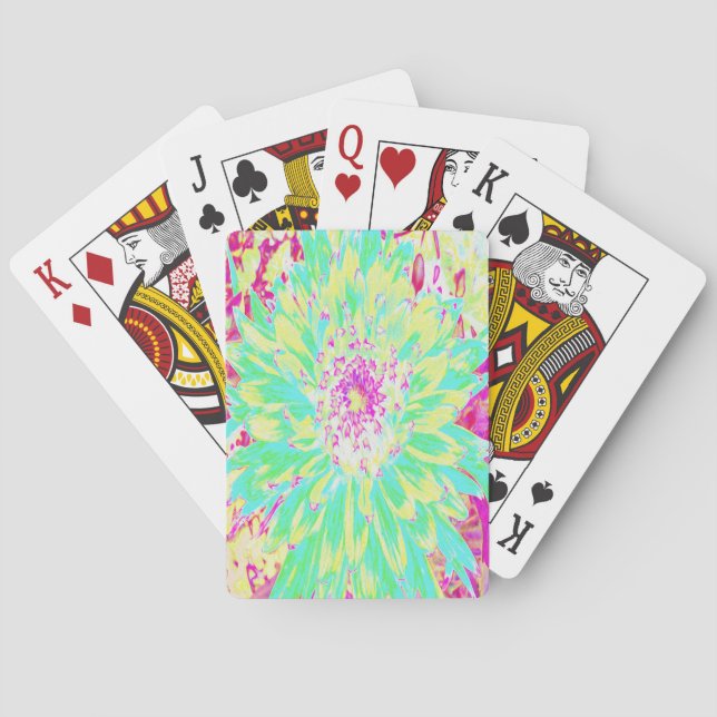 Gelb und Magenta Dekorative Dahlia Blume Spielkarten (Rückseite)