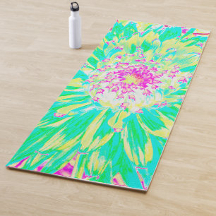 Gelb und Magenta Dekorative Dahlia Blume Yogamatte