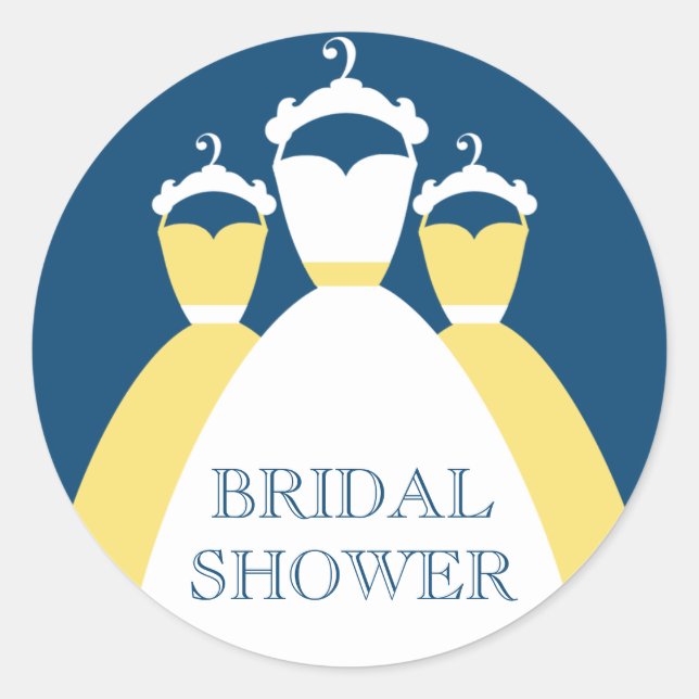 Gelb und Monaco Blau Brautparty Geschenkgutscheine Runder Aufkleber (Vorderseite)