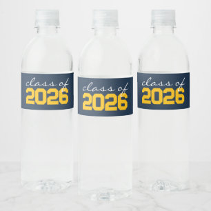 Gelb- und Navy-Abschluss-Wasserflaschen-Etiketten Wasserflaschenetikett