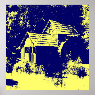 Gelb und Navy Blau Mabry Mill Poster