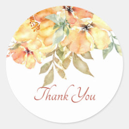 Gelb und orange Aquarellfarben Dank an Clone Runder Aufkleber