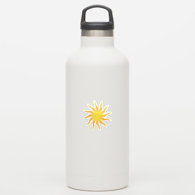 Gelb und orange Funky Flaming Sun Aufkleber (Wassserflasche)