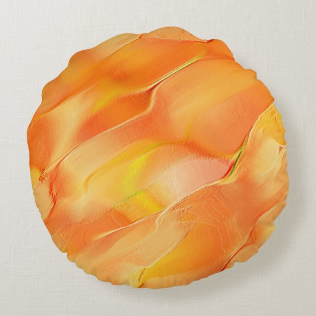 Gelb und orange gehärtet rundes kissen (Rückseite)