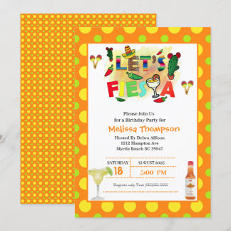 Gelb und orange mexikanische Fiesta zum Geburtstag Einladung