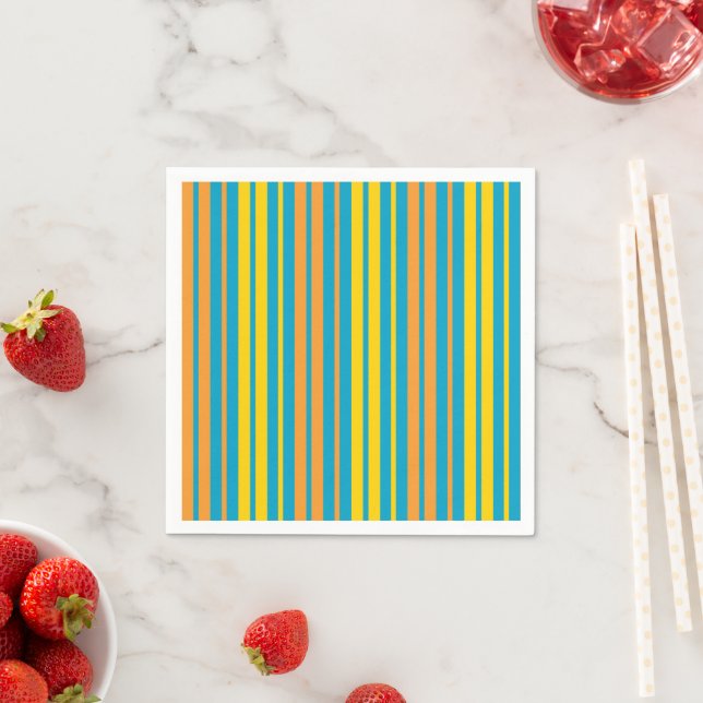 Gelb und orange vertikal gestreift blau   serviette (Beispiel)