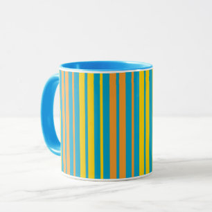 Gelb und orange vertikal gestreift blau tasse