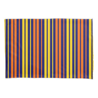 Gelb und Orange Vertikale Streifen Marineblau Kissenbezug
