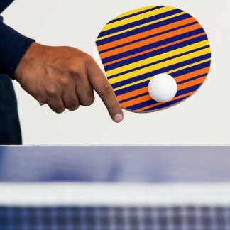 Gelb und Orange Vertikale Streifen Marineblau Tischtennis Schläger